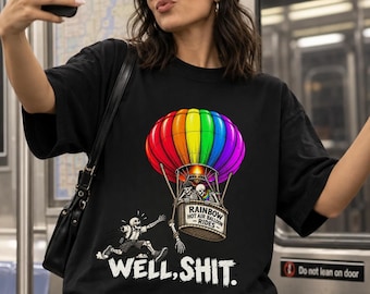 Camiseta LGBTQ con esqueleto arcoíris, camiseta gráfica divertida para gays y lesbianas, camiseta queer desinhibida, camiseta de Halloween para homosexuales
