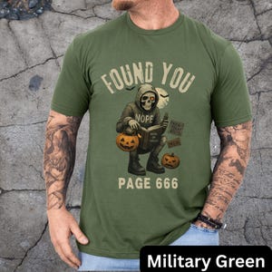 Halloween Book of Souls Tee, Found You Page 666 Shirt, Skeleton Grim Reaper T-Shirt, Skeleton Reaper Top, Halloween apparel, Grim Reaper T