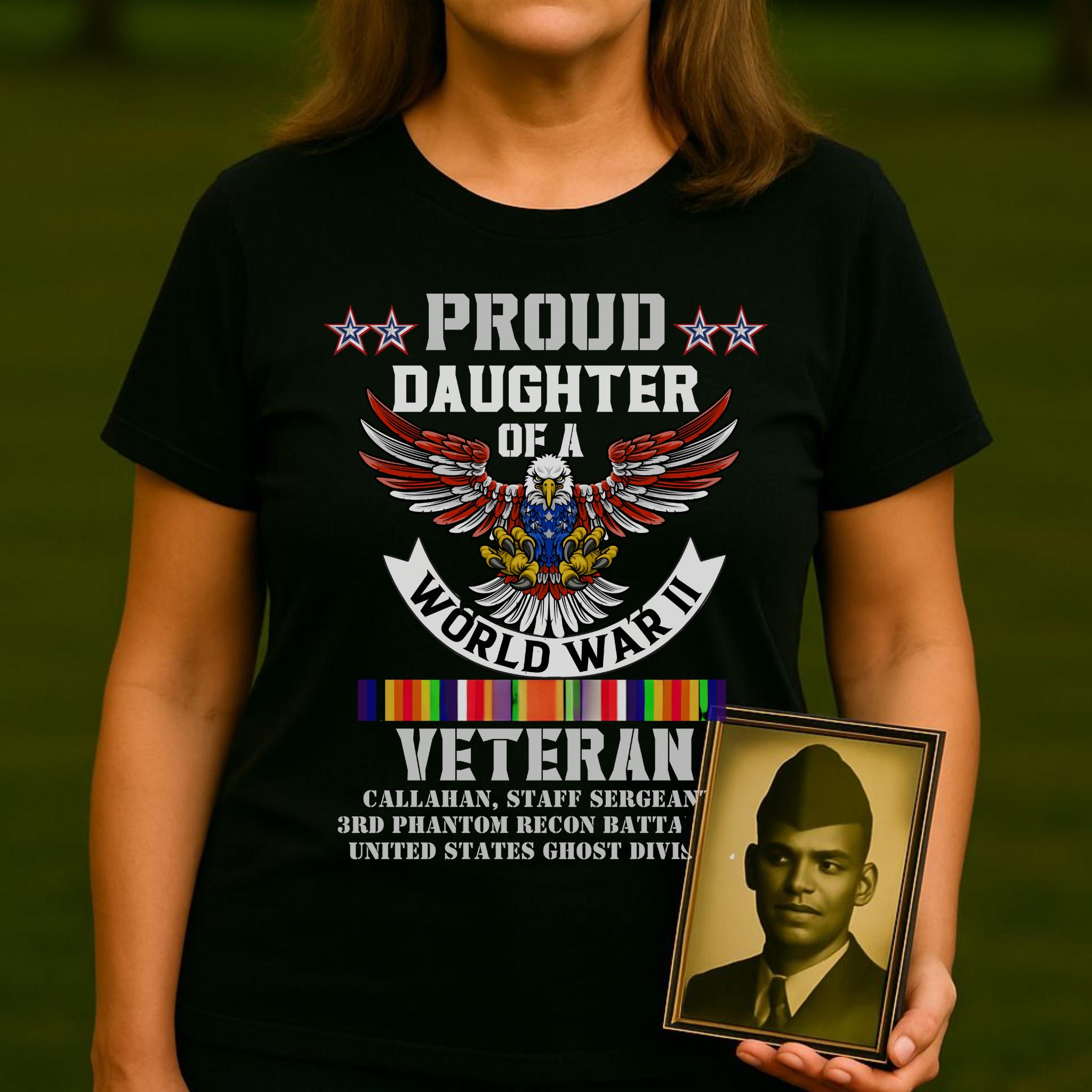 WWII Daughter Shirt, Unisex Tee for Family of War Heroes, Patriotic Gift,  Memorial Day Shirt, World War II hero daughter shirt, family girl