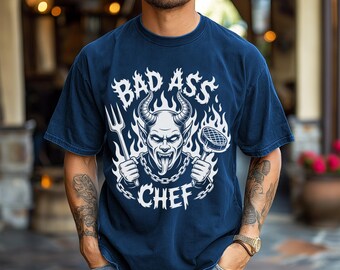 Bad Ass Chef Comfort Colors T-Shirt, Chefs Gift, Funny Cooking Tee, Unique Foodie Shirt, Chef Shirt, gift for Chef, Chief Cook Tee