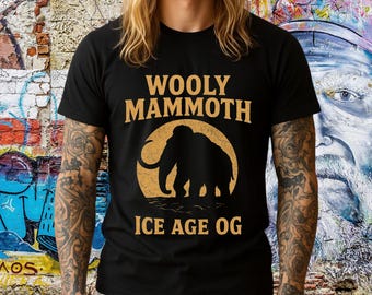 Wooly Mammoth T-Shirt, Vintage Ice Age Style Tee, gift for Prehistoric animals, paleontologist student shirt, Ice age design tee