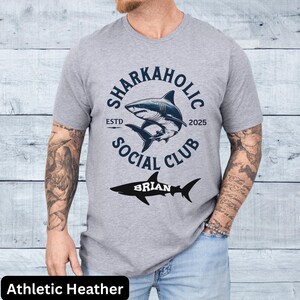 Sharkaholic Social Club Custom Unisex T-Shirt, Perfect Gift for Shark Enthusiasts, Shark Beach Wear, shark lovers apparel, gift shark fan