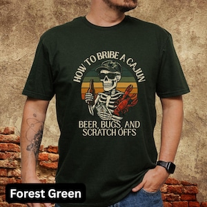 Cajun Humor T-Shirt, Funny Cajun Tee, Ideal for Food Lovers, Great for Mardi Gras, Halloween, Casual Wear, Funny Cajun Skeleton Tee