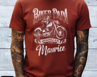 Biker Dad Custom graphic T=Shirt, Perfect Gift for Motorcycle Dads, Vintage Papa Biker Club, Brotherhood T Shirt, personalized Dad biker tee