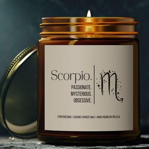 Scorpio Zodiac Coconut Wax Scented Candle, Aromatherapy Candle for Astrology Lovers Gift Self-Care Gift Funny Zodiac Candle Gift Scorpio