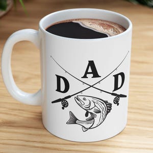 Angeln Dad Becher, Vatertagsgeschenk, Kaffeetasse für Papa, Angeln-Liebhaber-Becher, Fisch-Vati-Kaffeetasse, Angeln-Enthusiast-Becher für Papa, neuer Vater Geschenk