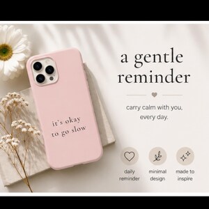 Etui na telefon Affirmation, minimalistyczne etui z cytatem, estetyczne etui do iPhone'a, Samsunga Pixel Tough z motywem dbania o siebie, neutralne etui przypominające o dobrym samopoczuciu