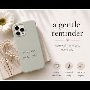 Etui na telefon Affirmation, minimalistyczne etui z cytatem, estetyczne etui do iPhone'a, Samsunga Pixel Tough z motywem dbania o siebie, neutralne etui przypominające o dobrym samopoczuciu