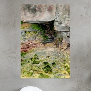 Cave on the Bluffs - Stampa artistica su carta opaca - Qualità giclée - Opera d'arte originale ad acquerello - Un regalo fantastico per gli amanti della natura!