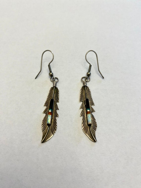 Allen Barney Sterling Silver Feather Earrings