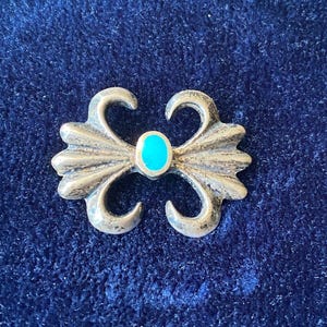 Navajo Sterling Silver Sleeping Beauty Mine Turquoise Sand Cast Pin