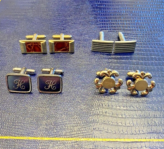 Vintage Cufflinks Lot of 4 Pairs Gold Silver Tone Signed Hickok Etsy Canada