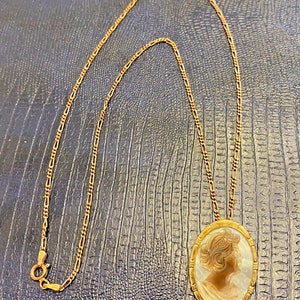 Vintage 1/20 12k Gold Filled Shell Cameo Brooch Pin Pendant Necklace