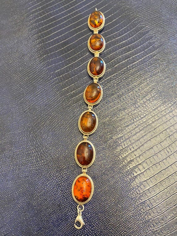 Valerio 888 Co. Genuine Baltic Amber Sterling Silver 925 Vintage