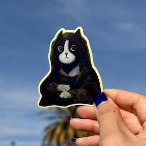Meow-na Lisa または Mona Lisa 猫のイラスト ポストカード クラシック絵画 壁飾り CataLisa イラスト 4x6 カード