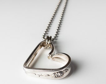 Bent Heart Silverware Pendant