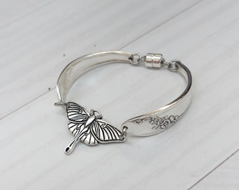 Moth Center Queen Bess Spoon Handle Bracelet