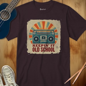 Keepin It Old School T-Shirt, Retro Boombox Tee, Vintage 80s Music Shirt, Throwback Gift, Classic Cassette Lover, Old School DJ Shirt
