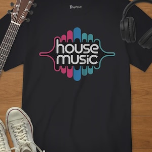 Camiseta de música house – Camiseta con gráfico de forma de onda – Regalo de DJ para ravers – Camiseta de festival EDM – Camiseta de música electrónica de baile