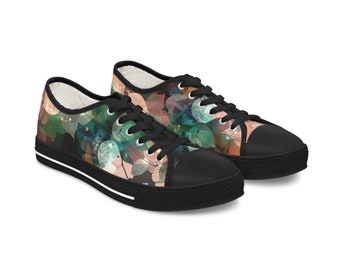 Women's Low Top Sneakers, Ethereal Foliage Whisper, Gentle Nature Caress