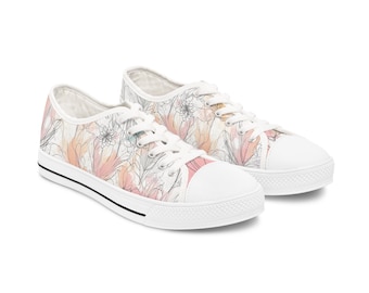Floral Whispers Women's High Top Sneakers, Soft Pastel Artistic Shoes