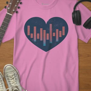 Music Heart Equalizer Shirt – DJ Heartbeat Design – Music Lover Valentine Gift – Romantic Musician Tee – Anniversary Band Shirt