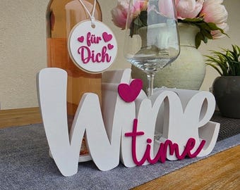 Wine Time lettering 3D print | Wine lover decor | Gift for women, birthday, Mother's Day | Living room table decoration for wine lovers | Wine rack decoration
