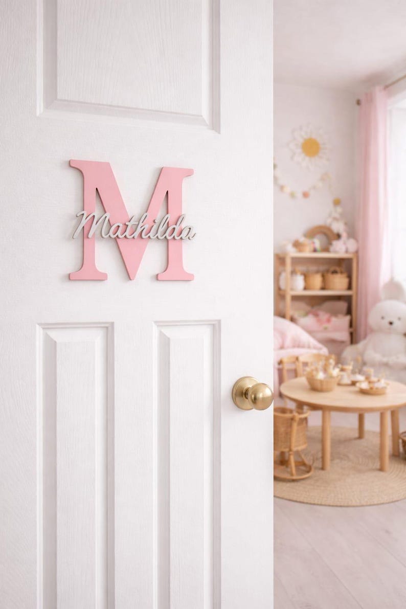 Children's room door sign | Children's room nameplate | Personalized | Children's room decoration | Personalized door sign | Christening gift image 1