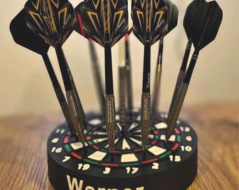 Dart Ständer | Dartpfeil | Ständer mit Namen personalisiert | Dartpfeil Halter | Dartscheibe | Steeldart | Dartpfeile | 11 Dartpfeile