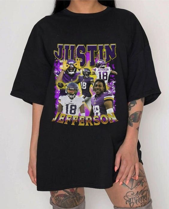 Discover Vintage Justin Jefferson Amerikanischer Fußballspieler T-Shirt