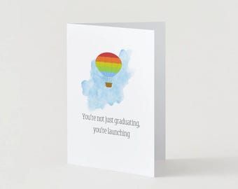 Tarjeta de graduación optimista / Globo aerostático (descarga digital)