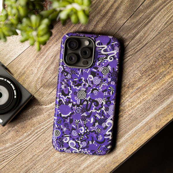 Phone Case purple original art design hand drawn IPhone Samsung Galaxy Google Pixel