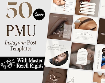 PMU Social Media Templates with Master Resell Right MRR Templates Brows Artist Permanent Makeup Instagram Aesthetic Content PMU Business