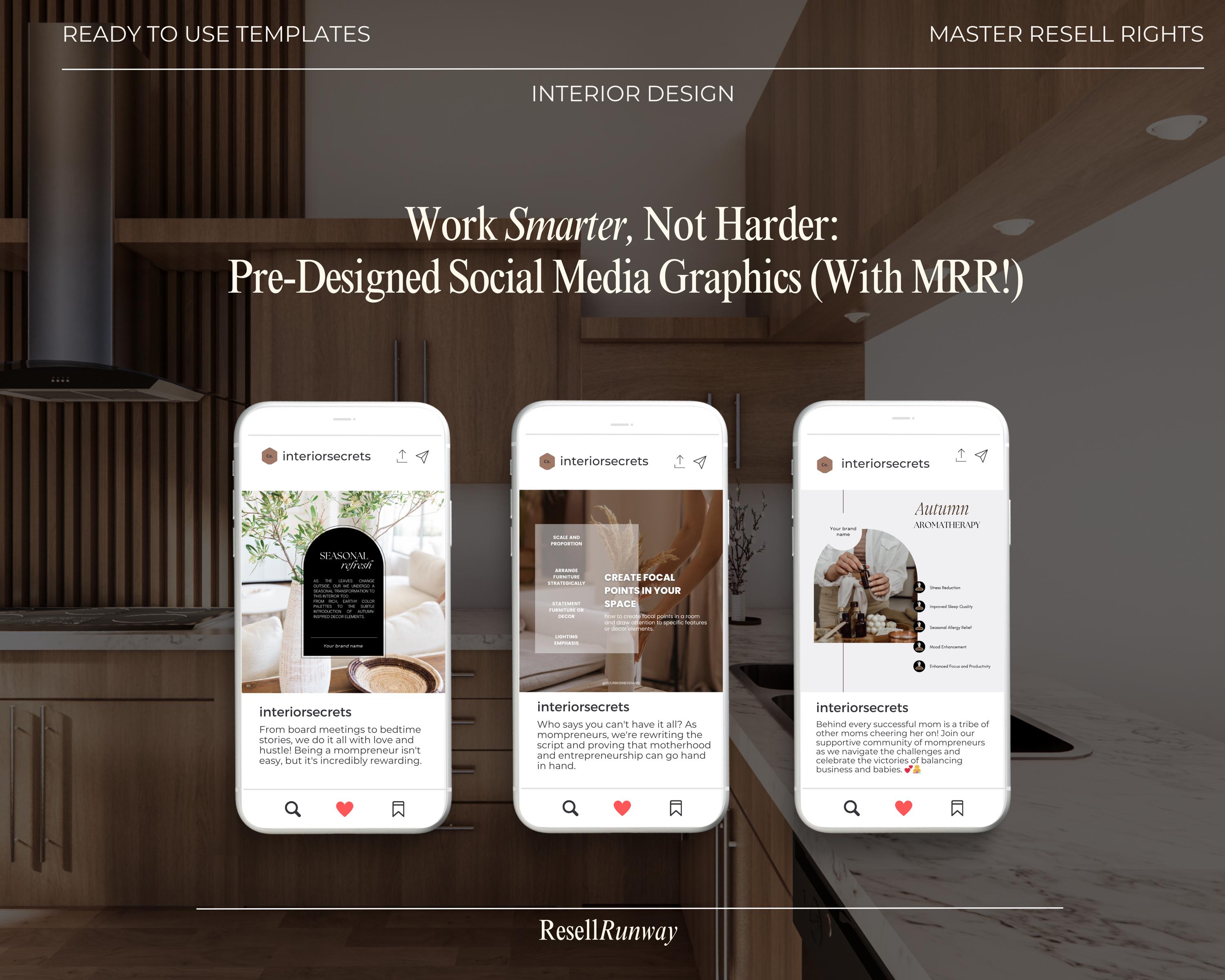 Interior Design Instagram Templates: 30 Canva Posts (MRR & PLR) - Etsy