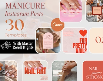 Nail Tech Instagram Vorlagen: Maniküre Social Media Content (MRR & PLR)