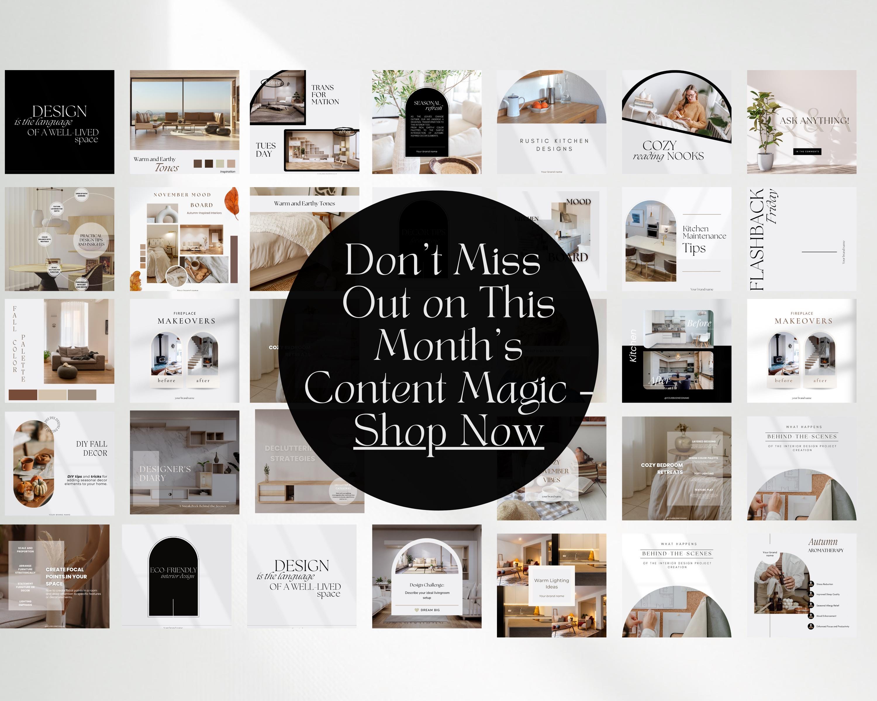 Interior Design Instagram Templates: 30 Canva Posts (MRR & PLR) - Etsy