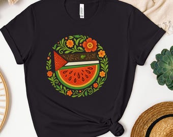 Palestinian Flag Watermelon TShirt, Save Gaza Palestine Shirt, Solidarity Palestine Tops, Human Rights Shirt, Free Palestine T, Muslims Gift