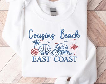 Embroidered Cousins Beach Sweatshirt, East Coast Summer Crewneck Sweater, Summer Vibes Sweatshirt, Coastal Vibes Jumpers, Beach Lover Gifts
