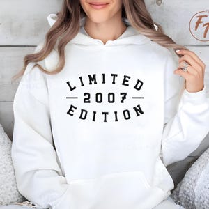 18th Birthday Hoodie, Limited Edition 2007 Puff Print Hoodie, Vintage Birthday Jumper,