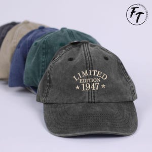 Custom Embroidered Birthday Hats, Personalised Age Dad Cap, Limited Edition 50th 60th 70th Birthday Gifts, Dad Year Hats, Dad Birthday Gifts