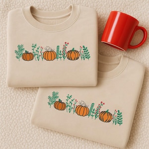 Fall Pumpkins Embroidered Sweatshirt, Pumpkin Season Crewneck Sweater, Fall Autumn Pumpkin Jumper, Thanksgiving Gifts, Fall Halloween Gifts