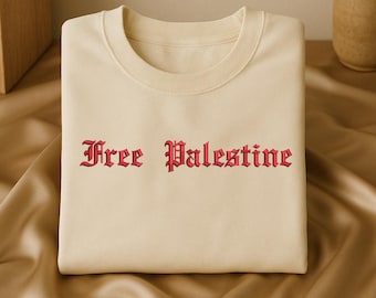 Geborduurd shirt Palestina, shirt gratis Palestina, top Palestine Pride, shirt mensenrechten maart, T-shirt Palestina maart, cadeau moslim, cadeau moslim