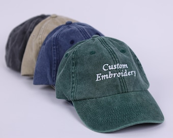 Custom Embroidered Baseball Cap, Personalised Text & Logo Vintage Hats, Your Business Logo Monogram Hat, Adjustable Strap Hat, Gifts for Him