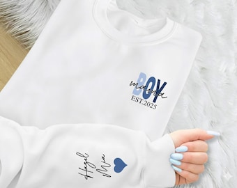 Sudadera personalizada para mamá de niño, suéter personalizado para mamá con nombres de niños en la manga, suéteres estampados para mamá de niños, regalos para el Día de la Madre para mamás primerizas.