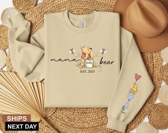 Sudadera personalizada de Mamá Osa, suéter personalizado para mamá con nombres de niños en la manga, jersey estampado de Mamá Osa, regalo para el Día de la Madre para mamá.