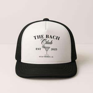 Personalised Bach Club Party Hat, Custom Beach Bachelorette Trucker Hats, Last Toast on The Coast Theme Caps, Social Club Party Hat Gifts