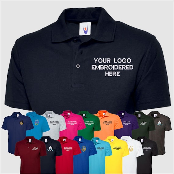 Personalised Embroidered Polo Tshirt, Custom Logo/Text Monogram Polo, Customised Design Workwear Shirt, Company Name Shirt, Gifts for Him