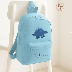 Custom Dinosaur Rucksack Bag for Kids, Personalised Name School Backpack, Cute Stegosaurus Boys Rucksack, Back to School Gifts from Daughter