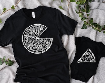 Pizza and Pizza Slice Matching Baby Bodysuits, Father's Day Dad & Kids Onesie®, New Born Baby Bodysuit, Dad To Be Gifts, Dad Birthday Gifts