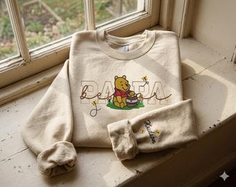 Embroidered Papa Bear Sweatshirts, Custom Dad Sweater with Kids Names, Personalised Papa Bear Crewneck, Fathers Day Gifts, Daddy to Be Gifts